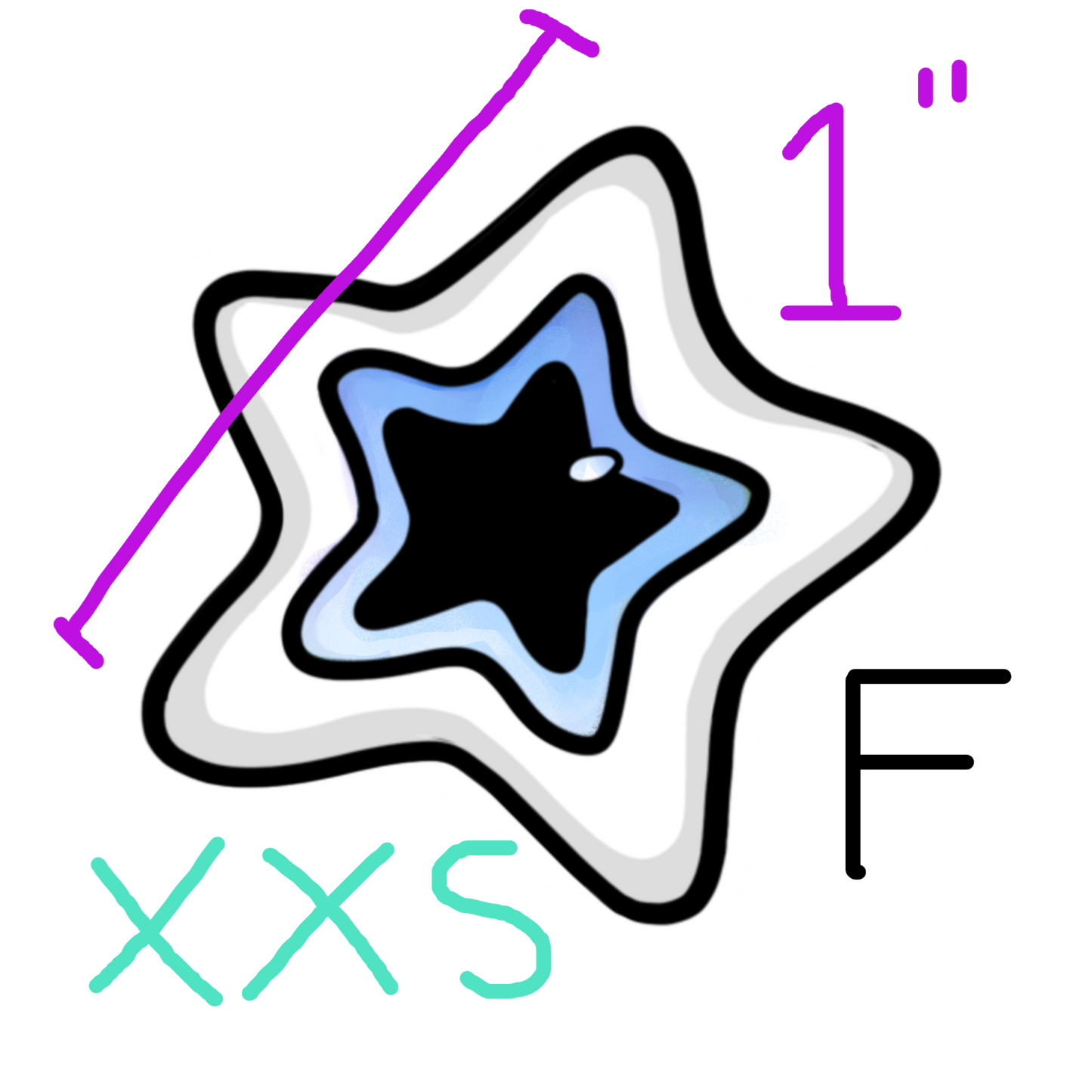 Starry Eye Sticker ✩ Size F - 1" - XXS