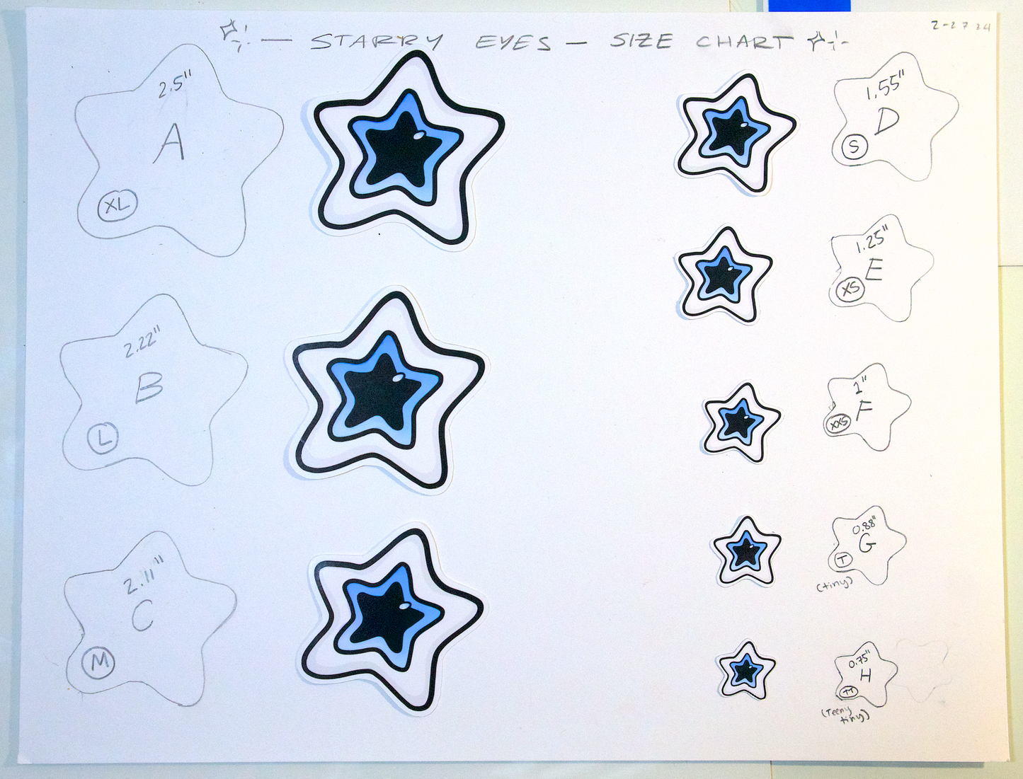 Starry Eye Sticker ✩ Size H 0.75" - TT (teeny tiny)